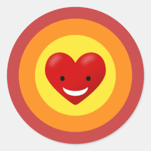 Happy Liebe Heart Runder Aufkleber