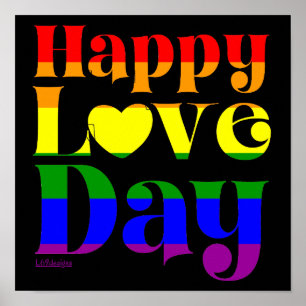 HAPPY LIEBE TAG Regenbogen Stolz Flagge Valentine Poster