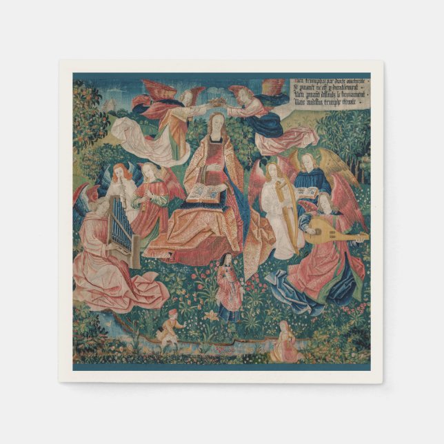 Happy Life in Paradise Garden Mittelalterliches Mu Serviette (Vorderseite)