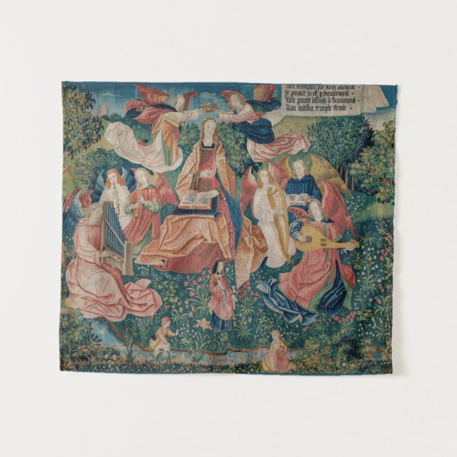 Happy Life in Paradise Garden Mittelalterliches Mu Wandteppich (Vorderseite (Horizontal))
