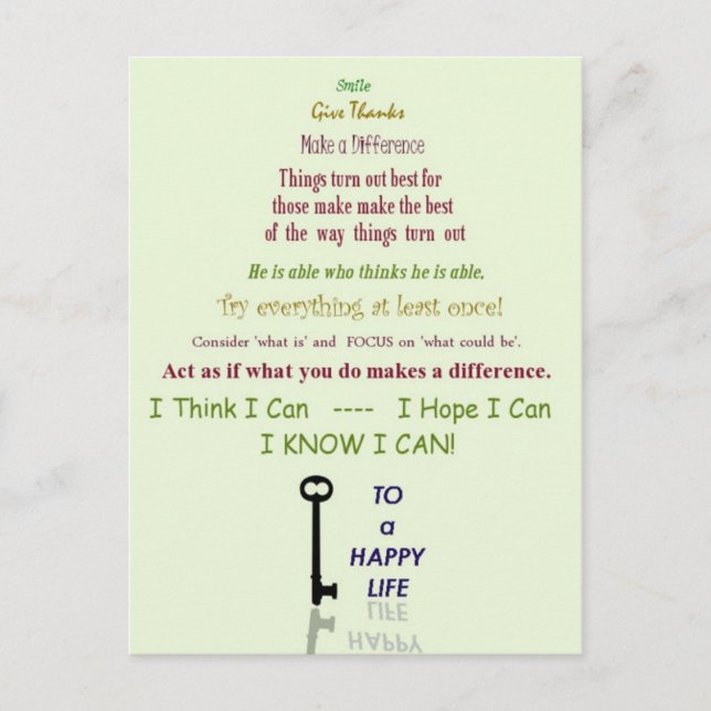 Happy Life Postcard Postkarte (Vorderseite)