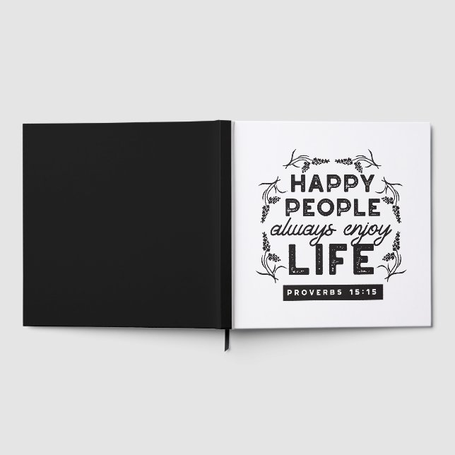 Happy Life with Faith – Proverbs 15:15 Art Gästebuch (Voll)