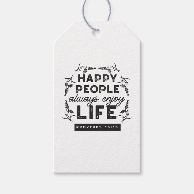 Happy Life with Faith – Proverbs 15:15 Art Geschenkanhänger (Vorderseite)