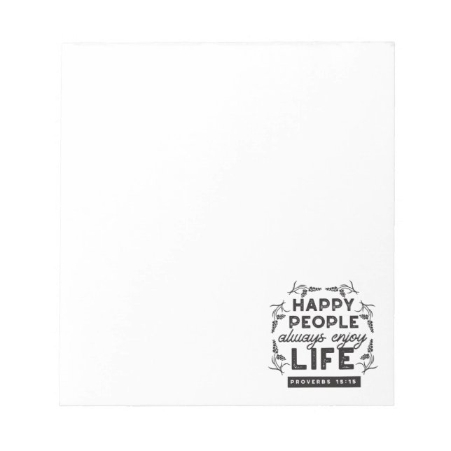 Happy Life with Faith – Proverbs 15:15 Art Notizblock (Vorderseite)