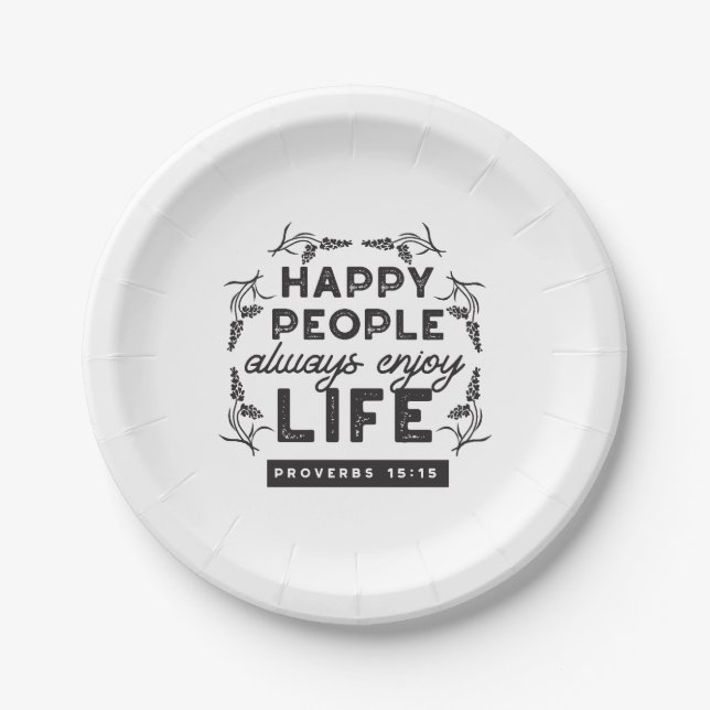 Happy Life with Faith – Proverbs 15:15 Art Pappteller (Vorderseite)