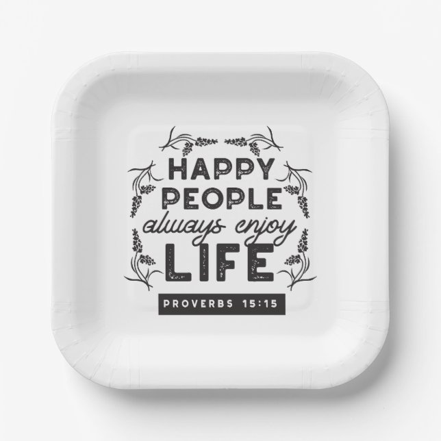 Happy Life with Faith – Proverbs 15:15 Art Pappteller (Vorderseite)