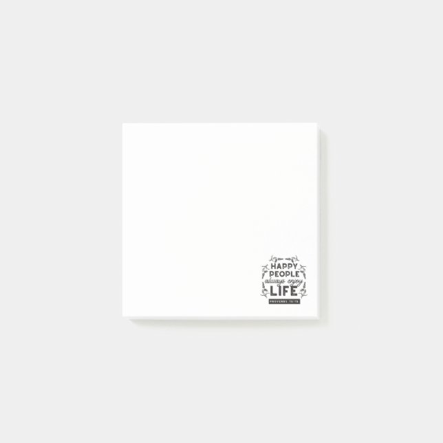 Happy Life with Faith – Proverbs 15:15 Art Post-it Klebezettel (Vorderseite)