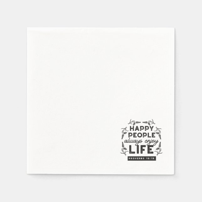 Happy Life with Faith – Proverbs 15:15 Art Serviette (Vorderseite)