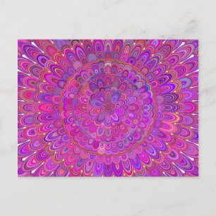 Happy Lila and Pink Mandala Postkarte