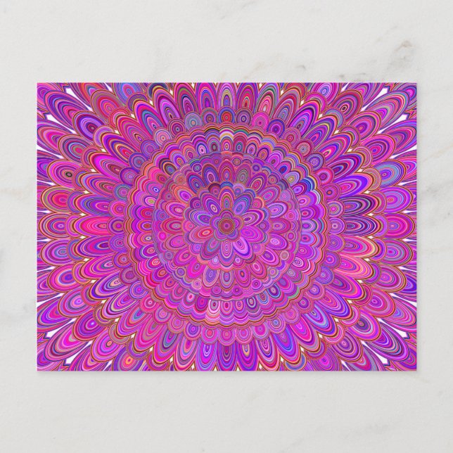 Happy Lila and Pink Mandala Postkarte (Vorderseite)