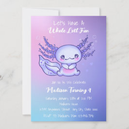 Happy Lila Axolotl Geburtstag Einladung