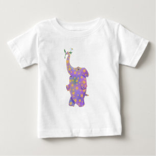 Happy Lila Elephant mit Blume Baby T - Shirt