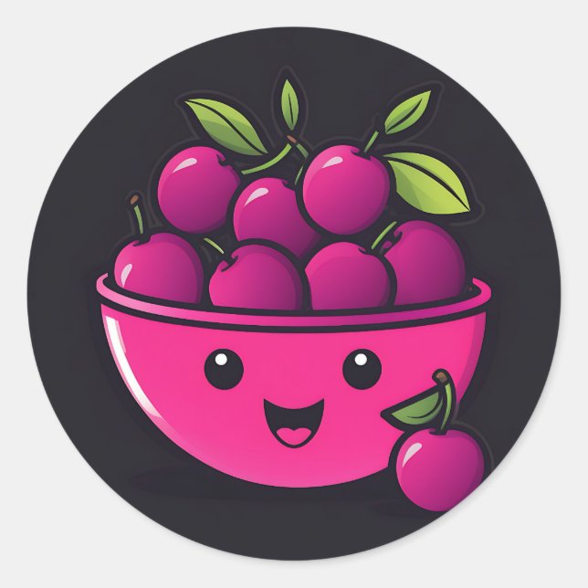 Happy Lila Plum Runder Aufkleber (Vorderseite)