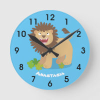 Happy lion roaring cartoon illustration