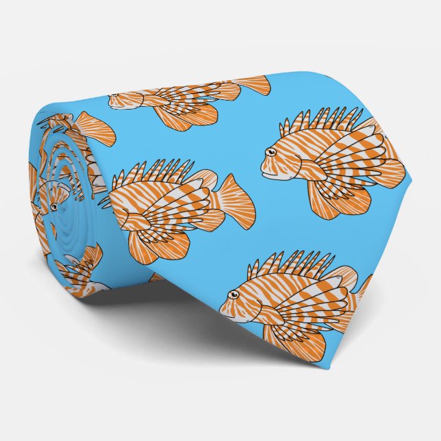 Happy lionfish Cartoon Illustration  Krawatte (Gerollt)