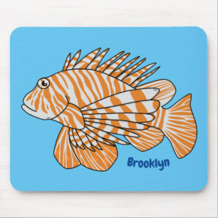 Happy lionfish Cartoon Illustration Mousepad