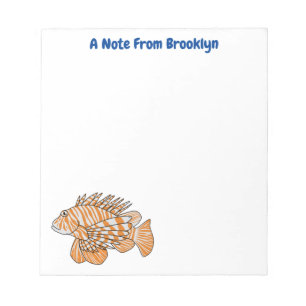 Happy lionfish Cartoon Illustration Notizblock