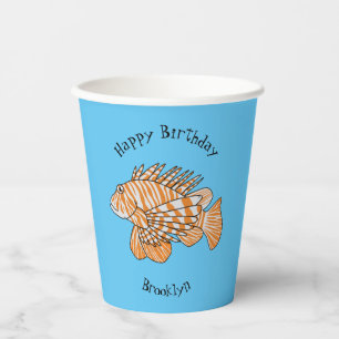 Happy lionfish Cartoon Illustration Pappbecher