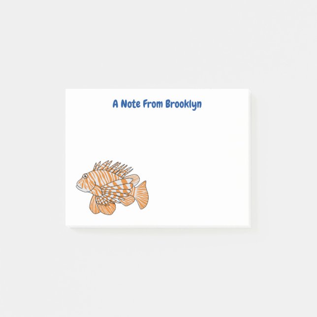 Happy lionfish Cartoon Illustration Post-it Klebezettel (Vorderseite)