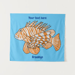 Happy lionfish Cartoon Illustration Wandteppich