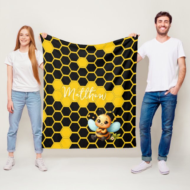 Happy Little Bee-customizable Fleecedecke (Beispiel)