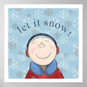Happy Little Boy in the Snow Poster Imprimer