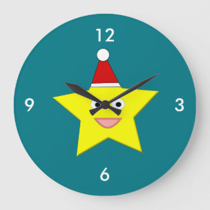 Happy Little Christmas Star Wall Clock Große Wanduhr