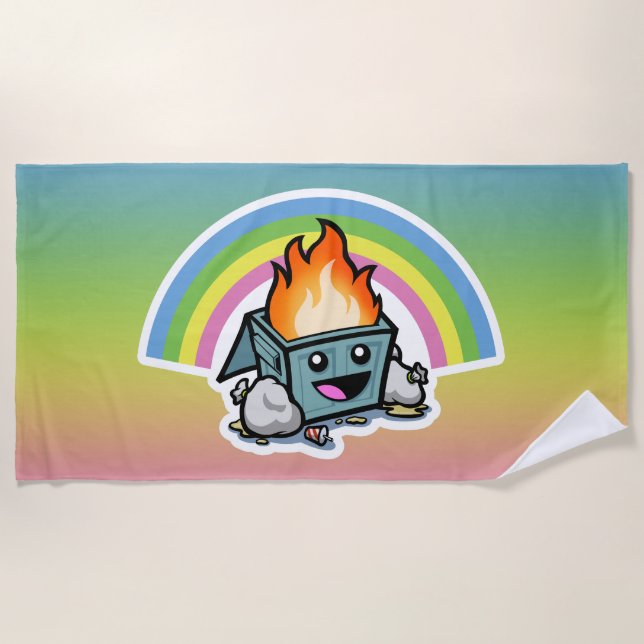 "Happy Little Dumpster Fire" Strandtuch (Vorderseite)