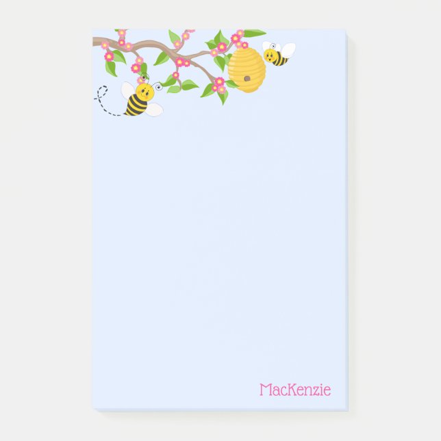 Happy Little Humle Bienen und Blume Post-it Klebezettel (Vorderseite)