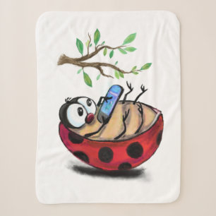 Happy Little Ladybug mit Telefon - Cartoon Zeichne Sherpadecke