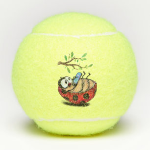 Happy Little Ladybug mit Telefon - Cartoon Zeichne Tennisbälle