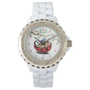 Happy Little Ladybug mit Telefon - Funny Zeichnend Armbanduhr