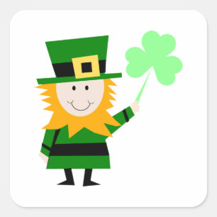Happy Little Leprechaun Quadratischer Aufkleber