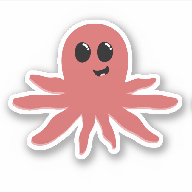 Happy Little Octopus - Zeichnend Aufkleber (Vorderseite)