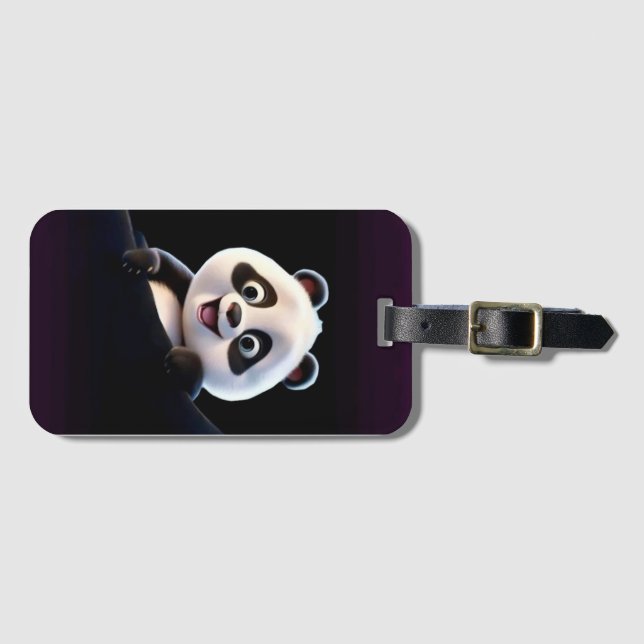 Happy Little Panda Gepäckanhänger (Vorderseite (Horizontal))