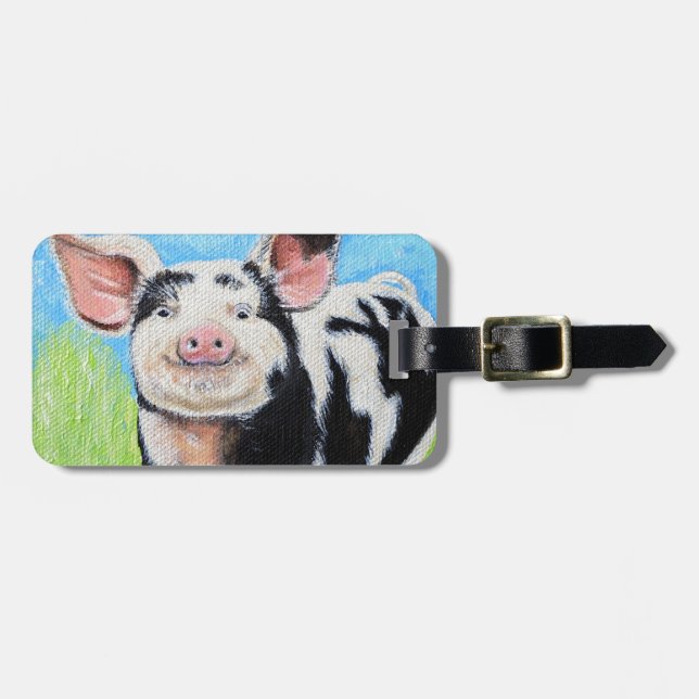 Happy Little Pig Painting Gepäckanhänger (Vorderseite horizontal)