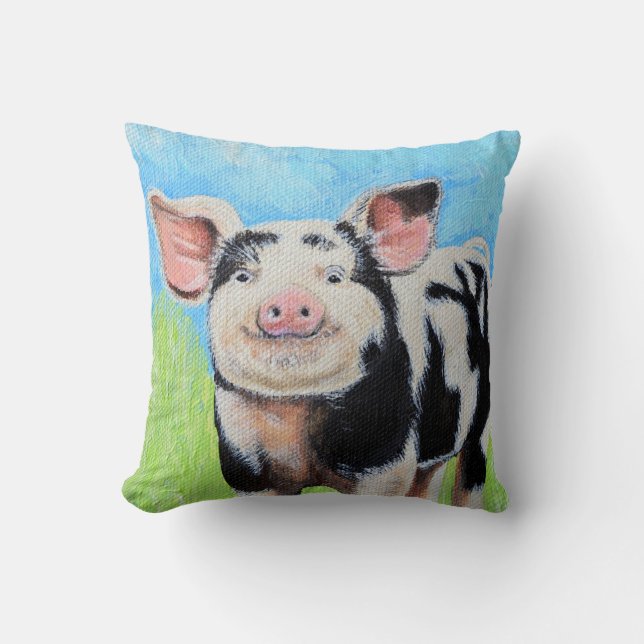 Happy Little Pig Painting Kissen (Vorderseite)