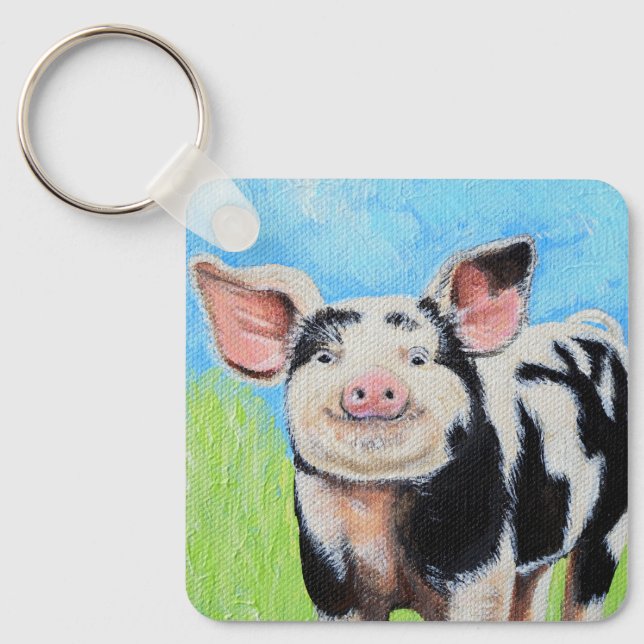 Happy Little Pig Painting Schlüsselanhänger (Vorderseite)