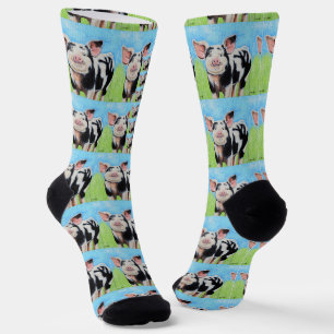 Happy Little Pig Painting Socken