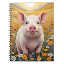 Happy Little Pig Sunny Daisy Field Notizblock