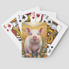 Happy Little Pig Sunny Daisy Field Spielkarten