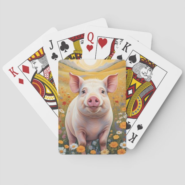 Happy Little Pig Sunny Daisy Field Spielkarten (Rückseite)
