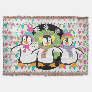 Happy Little Pinguins Holiday Throw Decke