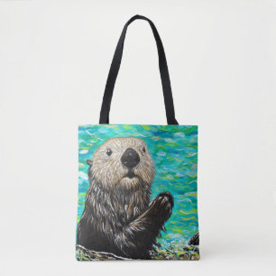 Happy Little Sea Otter Malerei Tasche