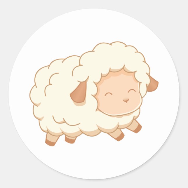 Happy Little Sheep Runder Aufkleber (Vorderseite)