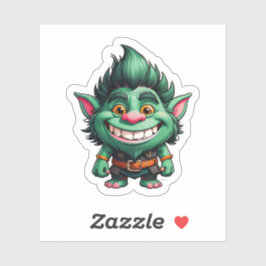 Happy Little Troll Chibi Illustration Aufkleber