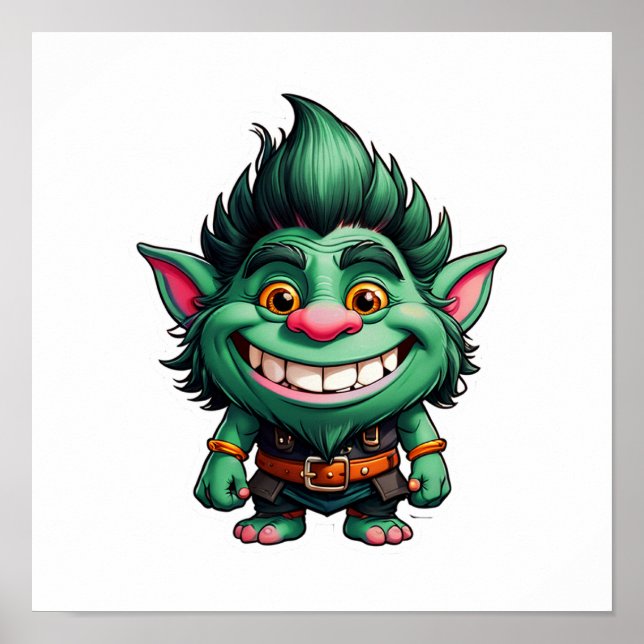 Happy Little Troll Chibi Illustration Poster (Vorne)