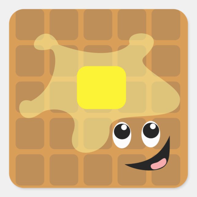 Happy Little Waffle Quadratischer Aufkleber (Vorderseite)