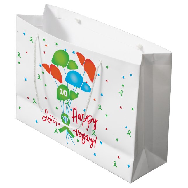 Happy Liver-Jubiläum Balloons Transplant Große Geschenktüte (Vorderseite Schrägansicht)