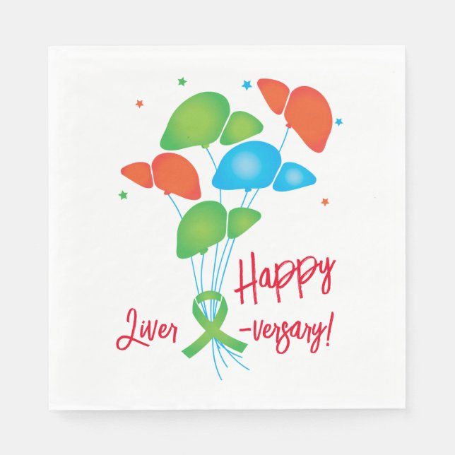 Happy Liver-Jubiläum Balloons Transplant Party Serviette (Vorderseite)